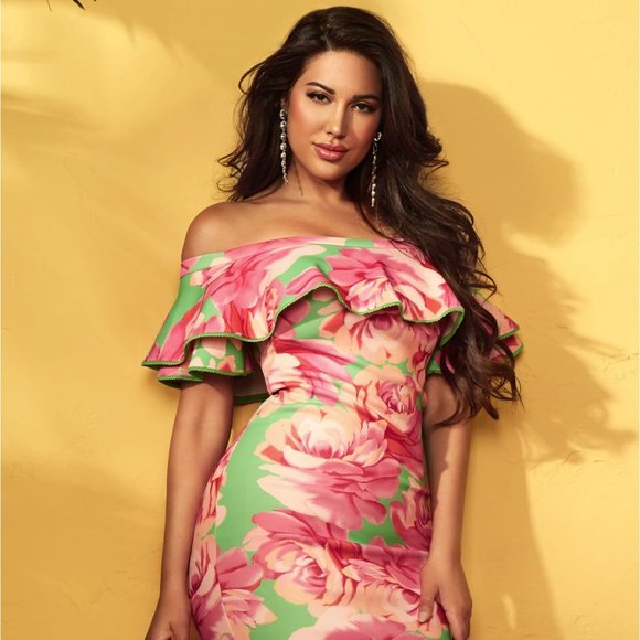 GUESS Marciano Pout Off-The-Shoulder Scuba Dress S - Picture 2 of 9